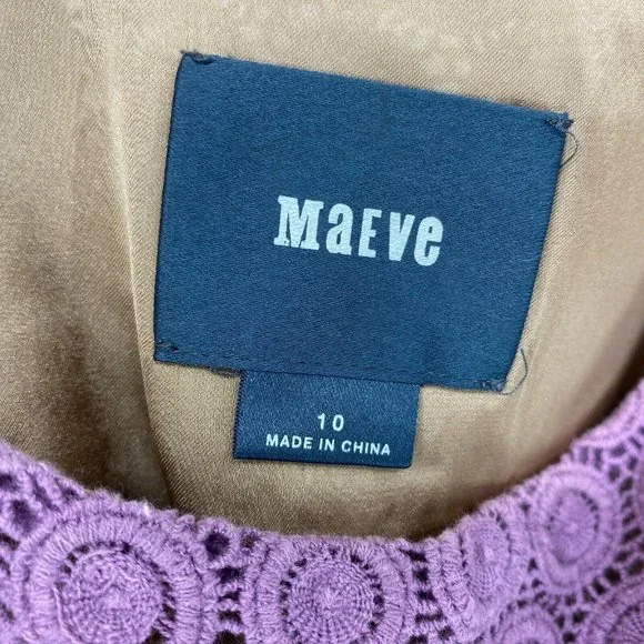 Mauve Dress 10 Purple Crochet Sleeveless Lined - Picture 3 of 9